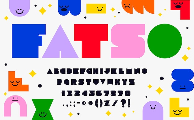 Vector bold geometric font fat type or urban typeface