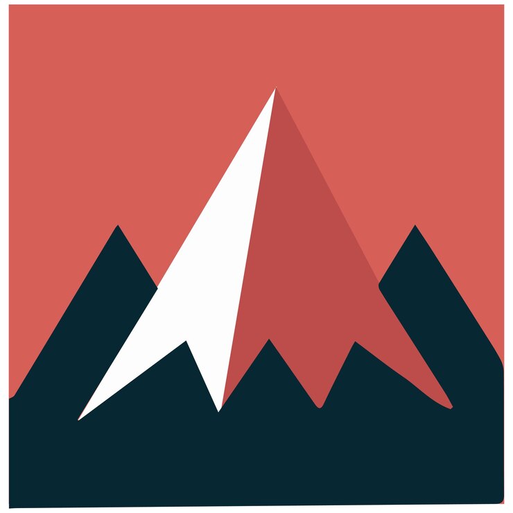 Vector a bold geometric mountain peak illustration symbolizing the challenge and thrill of conquering