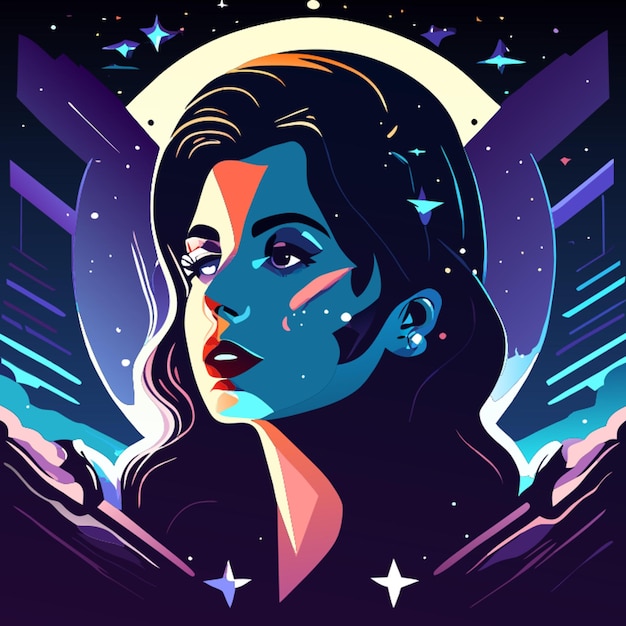 Vector bold graphic illustration amy jackson dark lights nightmare stary night splash arts bokeh photo