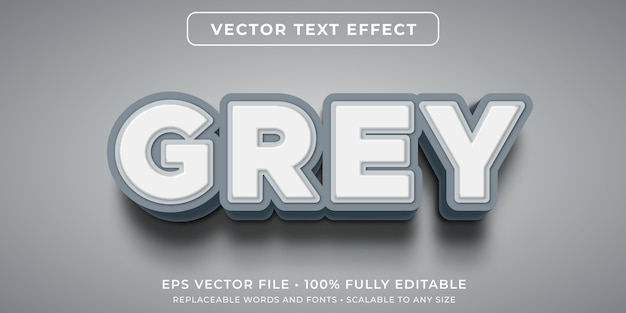 Вектор Жирный серый редактируемый текстовый эффект