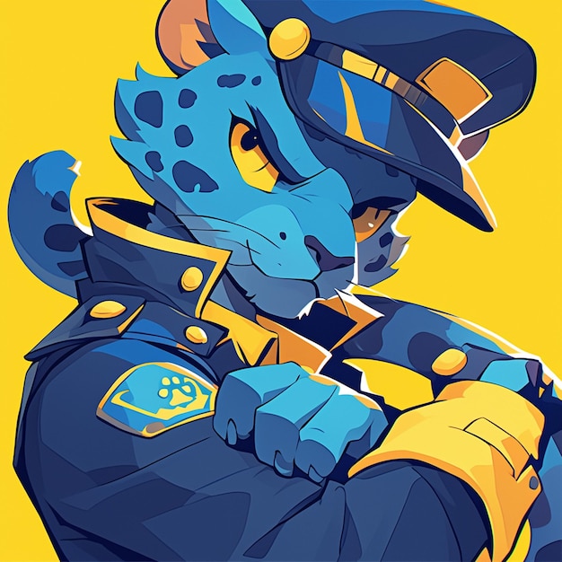 Vector a bold leopard police cartoon style