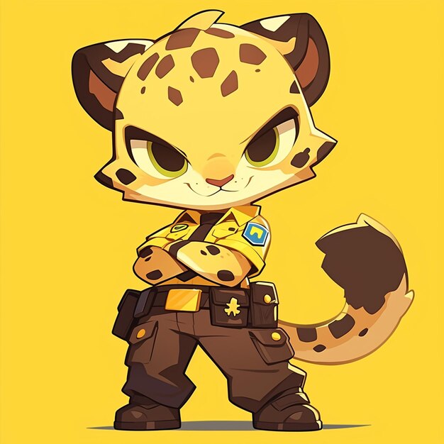 Vector a bold leopard police cartoon style