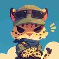 Vector a bold leopard soldier cartoon style