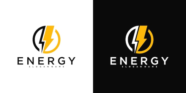 Bold lightning energy logo design template Premium Vector