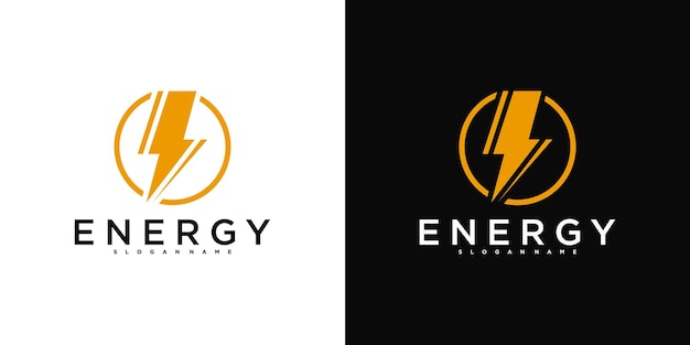 Bold lightning energy logo design template Premium Vector