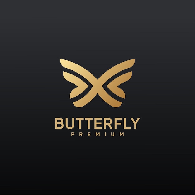 Bold Line Luxury Butterfly Logo with Gold Color