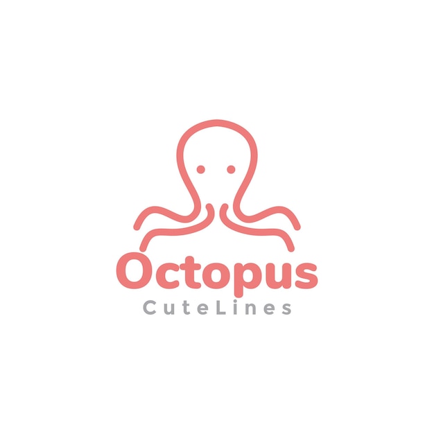 Bold line octopus logo symbol icon vector graphic design illustration idea creative