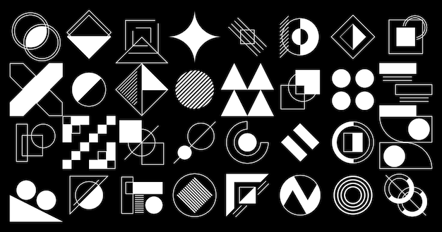 Vector bold and minimalist black and white bauhaus pattern characterized by geometric shapes clean lines sense of symmetry