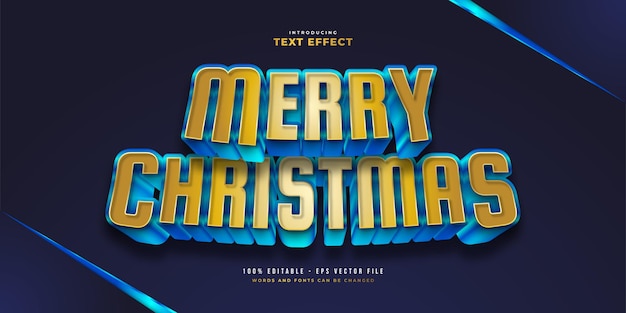 Bold modern blue and gold text style with 3d effect. editable text style effect