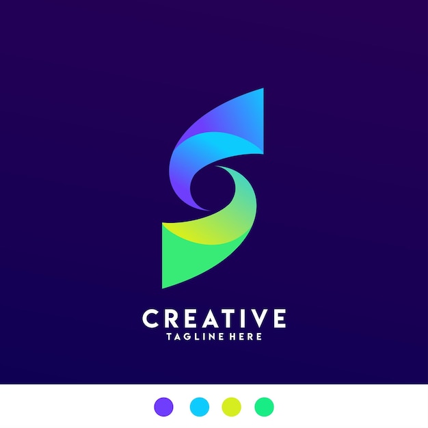 Vector bold modern gradient color letter s logo design template