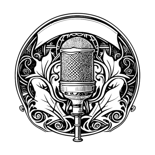 bold and professional microphone podcast logo design capturing the essence of podcasting