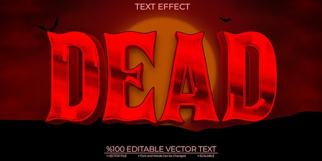 Vector bold red dead editable vector text effect