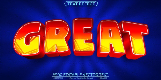 Bold red game great editable and scalable vector text effect