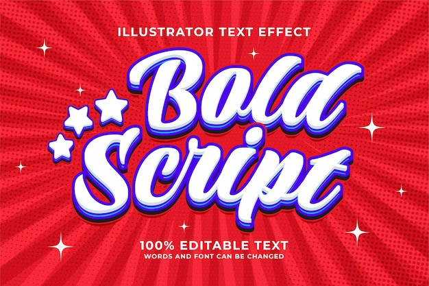 Vector bold script editable text effect