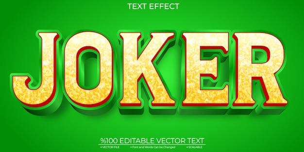 Bold Shiny Gold and Green Joker Editable and Scalable Template Vector Text Effect