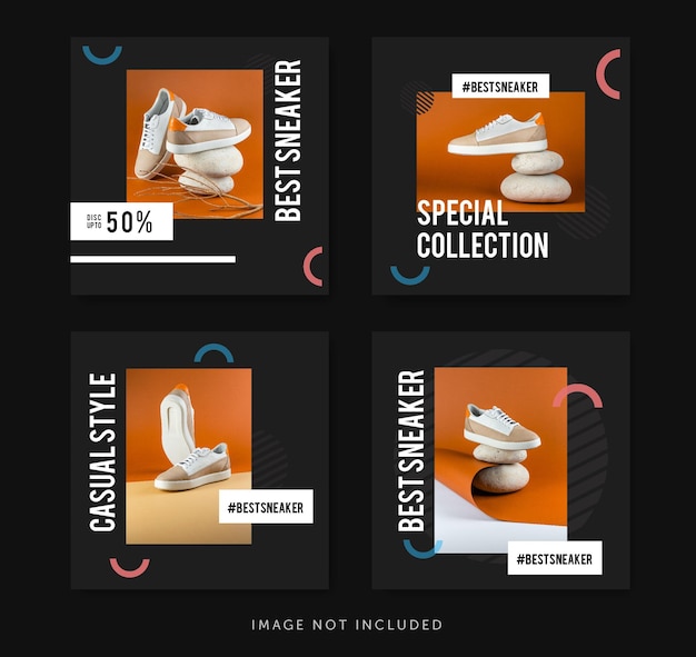 Vector bold sport shoes social media post template