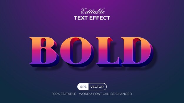 Vector bold text effect colorful style editable text effect