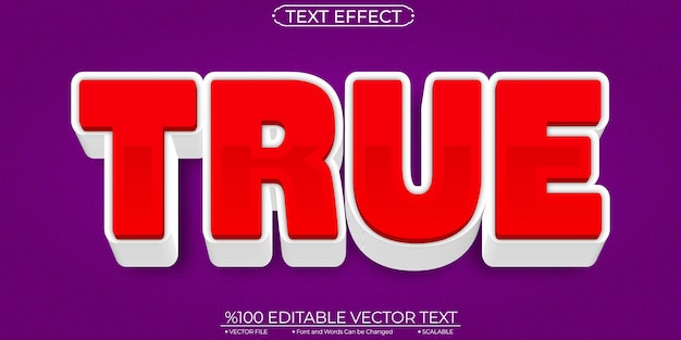 Bold Text Effect Red and White True Editable and Scalable Template Vector Text Effect