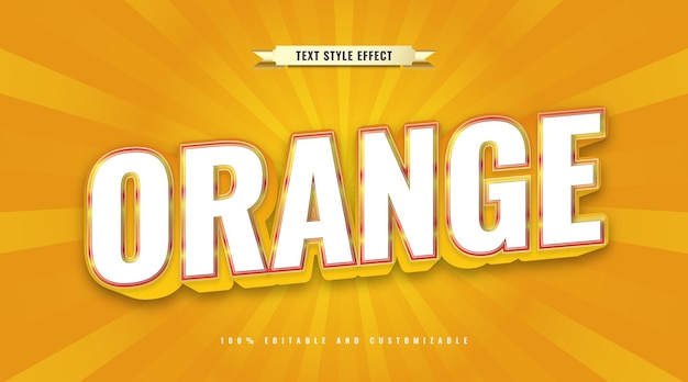 Bold White and Orange Text Style with 3D Effect. Editable Text Effect