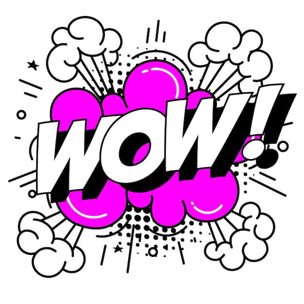 Vector bold wow comic exclamation vector