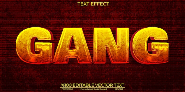 Bold Yellow and Red Gang Editable and Scalable Template Vector Text Effect