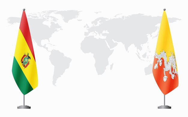Вектор Флаги боливии и бутана на официальной встрече
