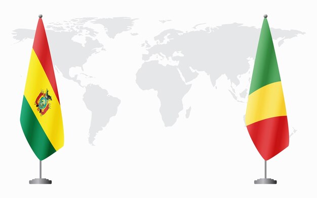 Вектор Флаги боливии и конго в браззавилле на официальной встрече