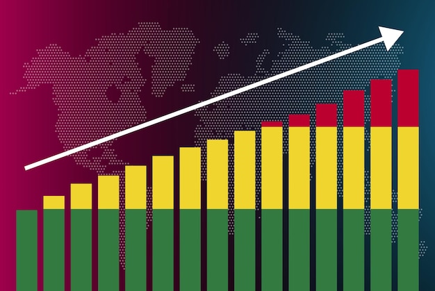 Bolivia bar chart graph, increasing values, country statistics concept, Bolivia flag on bar graph