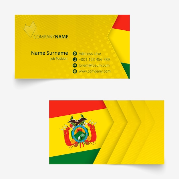 Bolivia flag business card, standard size (90x50 mm) business card template with bleed under the clipping mask.