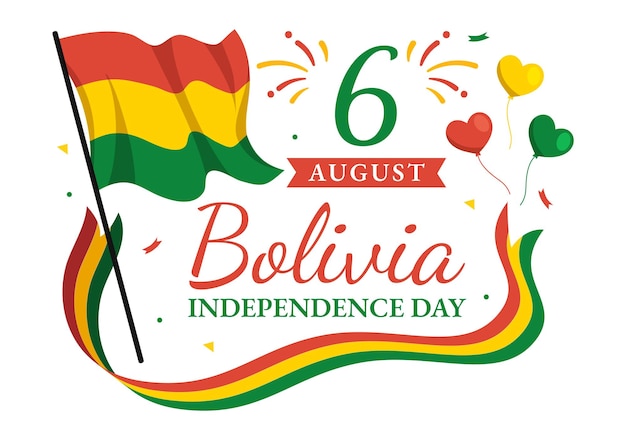 8 月 6 日のボリビア独立記念日のベクトル図と漫画の祝日