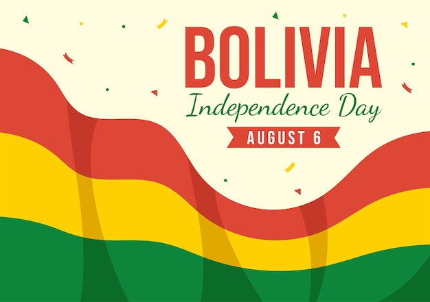 Bolivia Independence Day Vector Illustration on 6 August with festival National Holiday in Cartoon