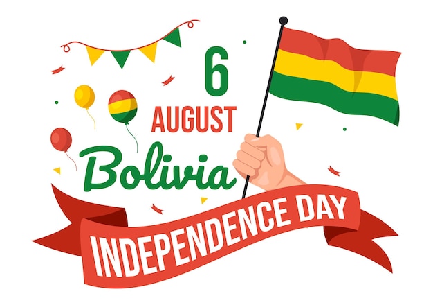 Vettore bolivia independence day vector illustration il 6 agosto con il festival national holiday in cartoon