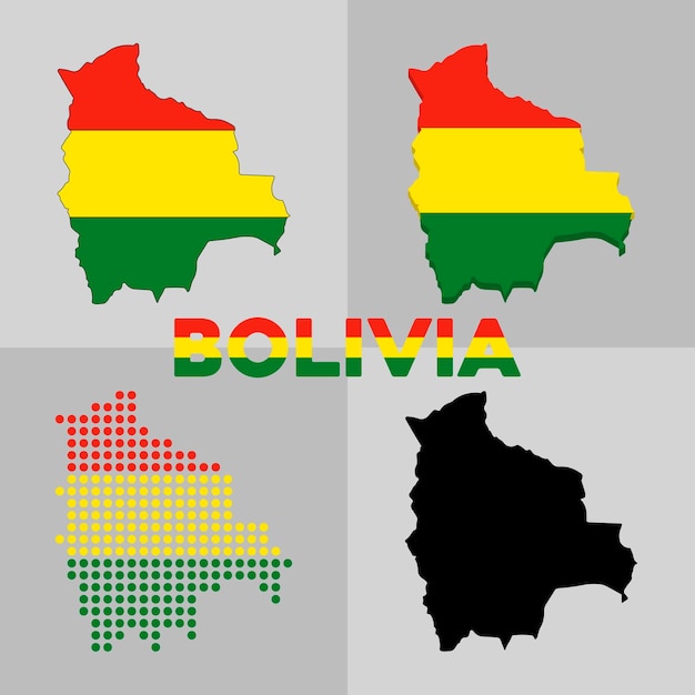 Bolivia map. outline map and flag of the country of bolivia. vector