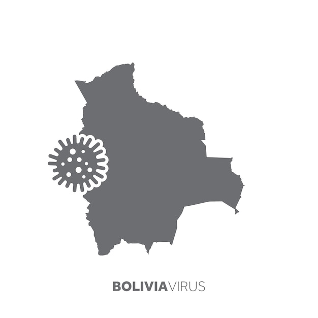 Bolivia map with a virus microbe illness and disease outbreak