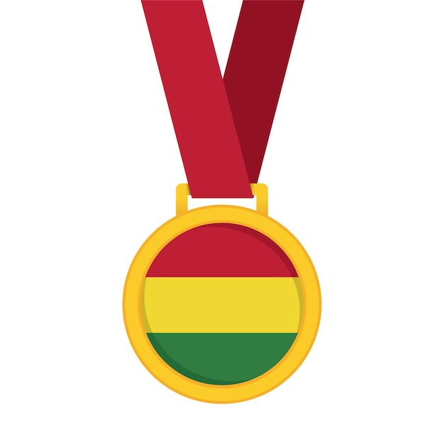 Bolivia national flag gold first place winners medal