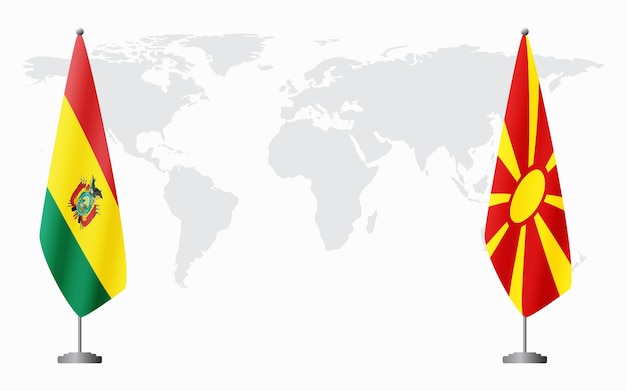 Bolivia and Northern Macedonia flags for official meeting