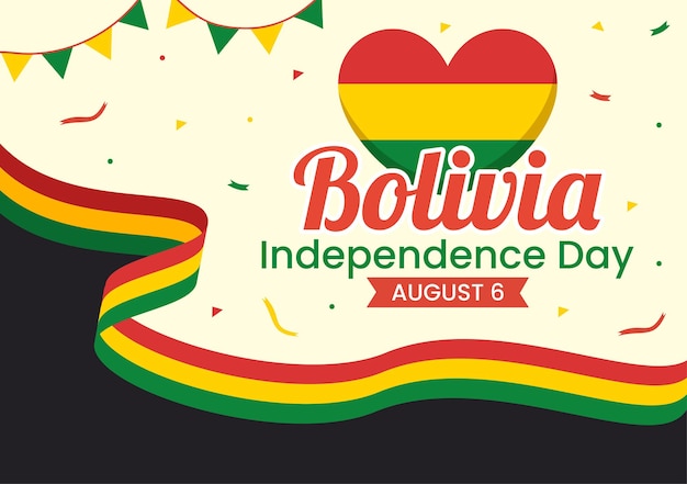 Bolivia Onafhankelijkheidsdag vectorillustratie op 6 augustus met festival Nationale feestdag in Cartoon