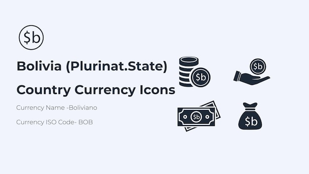 Vector bolivia plurinatstate country currency set icons