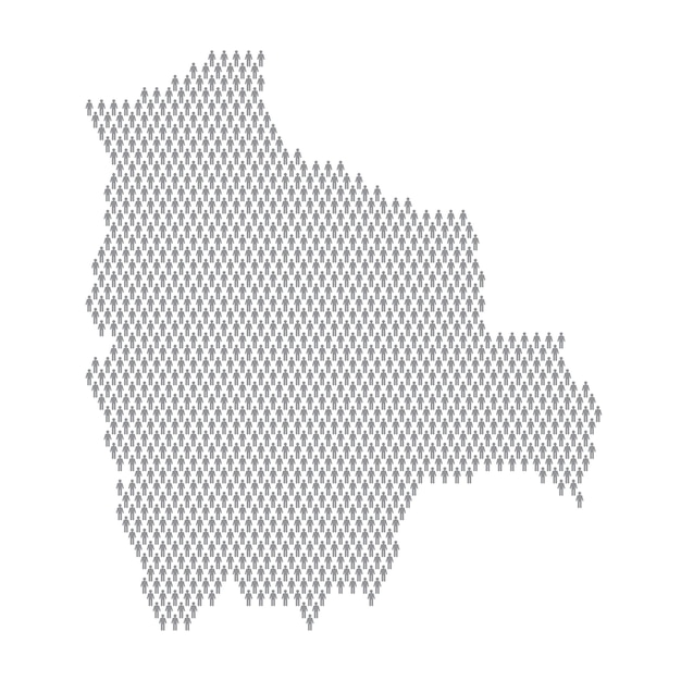 Bolivia population infographic map made from stick figure people