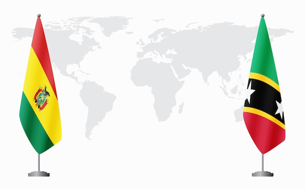 Bolivia and Saint Kitts and Nevis flags for official meeti