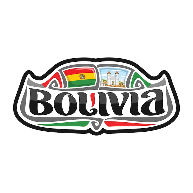 Illustrazione del ricordo di viaggio del distintivo del logo della bandiera dell'autoadesivo della bolivia