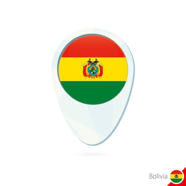 Bolivia vlag locatie kaart pin pictogram op witte achtergrond