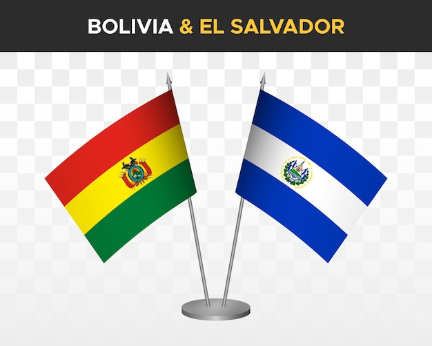 Bolivia vs el salvador bureau vlaggen mockup geïsoleerde 3d vector illustratie tafelvlaggen