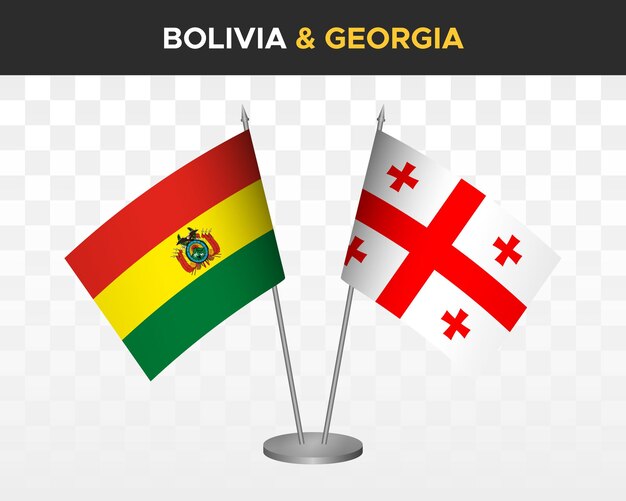 Bolivia vs Georgië Bureau vlaggen mockup geïsoleerde 3d vector illustratie tafel vlaggen