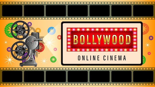 Vector bollywood online cinema film background