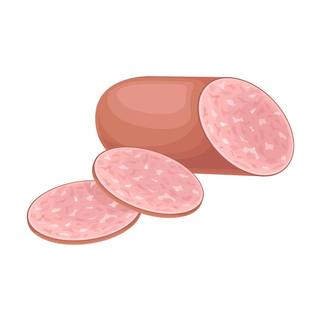 Illustrazione vettoriale della salsiccia bollita o bollita come prodotto a base di carne