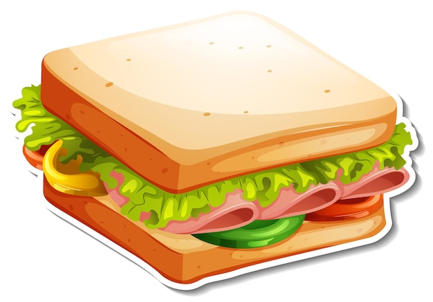 Vector bologna sandwich sticker op witte achtergrond