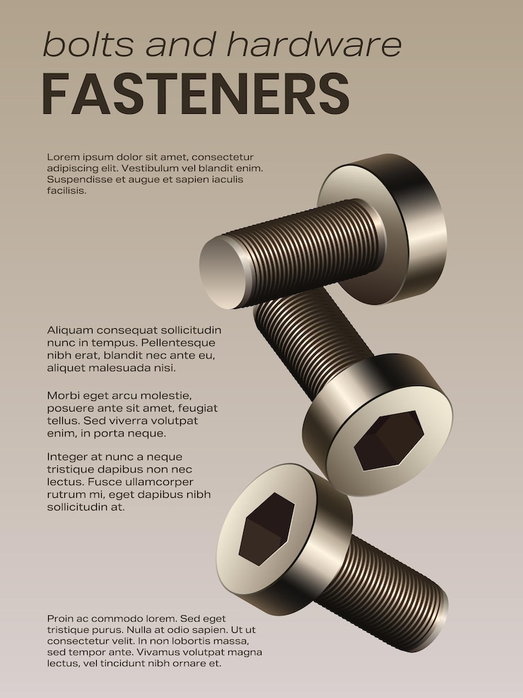 Vector bolts and hardware advertising poster vector illustration sketch for creativity