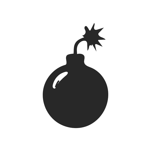 bom met een brandende lont silhouet vector geïsoleerd op witte achtergrond bom icoon