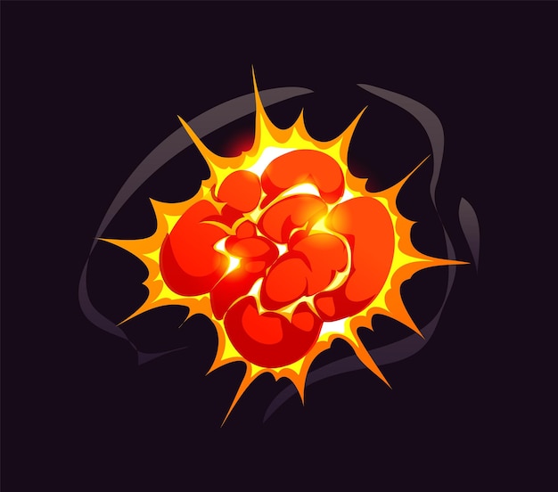 Bomb blast explosion cloud comic fire and smoke